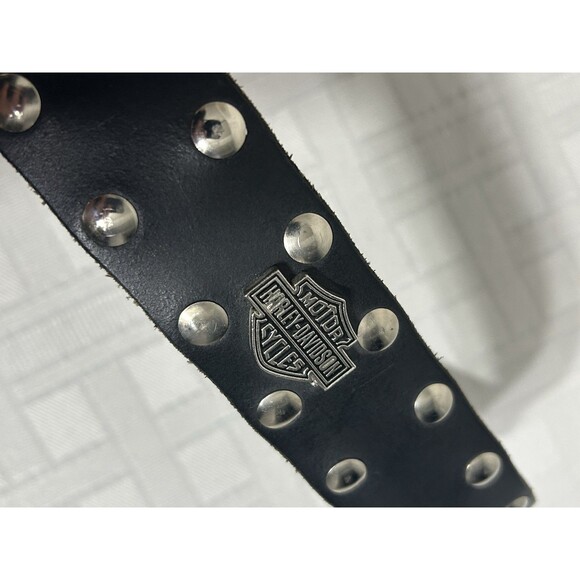 HARLEY DAVIDSON Motorcycle USA  28 Wide Black Leather Silver Studded Womens Belt main image 10